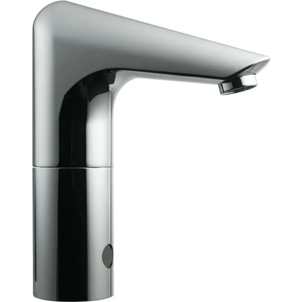 Sensorarmatur in Chrom von Ideal Standard, mit einem modernen Design und Batteriebetrieb, für Waschbecken geeignet.
